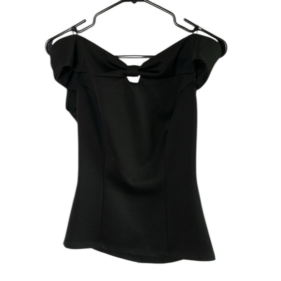 Le Chateau black top, sleeveless,keyhole,boatneck,overlay,office,event.summer,🇨🇦 - Picture 4 of 11